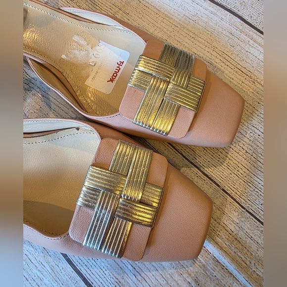 Napeleoni Size 41 (10) Square Toe Slingback Block Heel Ballet Pink Made in Italy - Picture 3 of 11